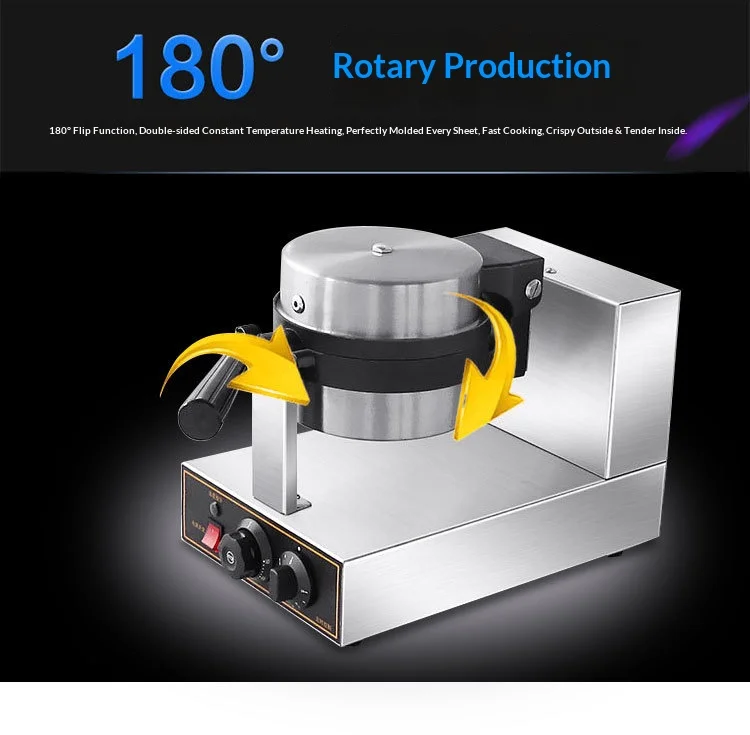 Electric Rotating Waffle Machine 50-250℃ Temp Control180° Flip Function Double-S