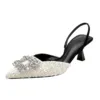 Women's High Heels, Diamond Square Buckle Sandals, Pointed Toe 2