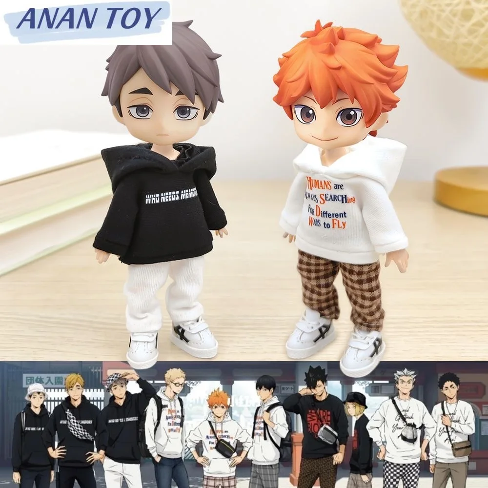 

Ob11 Doll Clothes Haikyuu Black White Hoodies School Style Sports Suit GSC Clay Man BJD 1/12 Toys Accessories Freeshipping Items