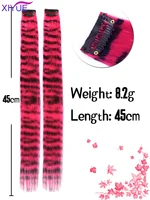 Perruque synthétique à une seule pièce pour femmes, extensions de cheveux longues et droites à clipser, couleur zèbre, extensions de cheveux en plumes, fausses extensions de cheveux 2