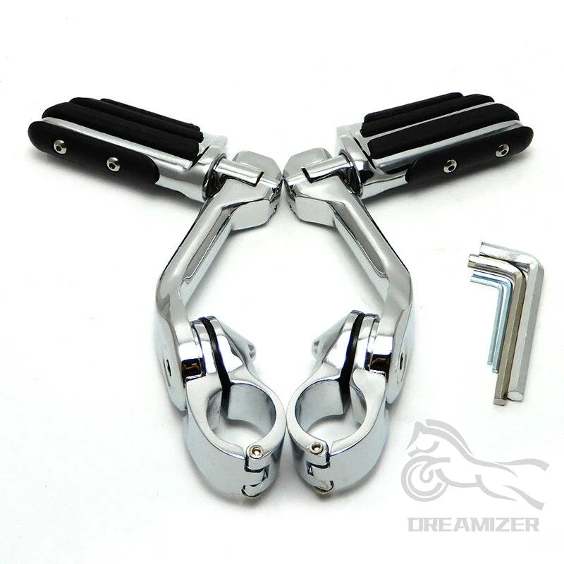 

1.25" Highway Pegs Long Angled Engine Guard Bar Motorcycle Foot Rests For Harley Electra Glide Road King Street Glide Chrome
