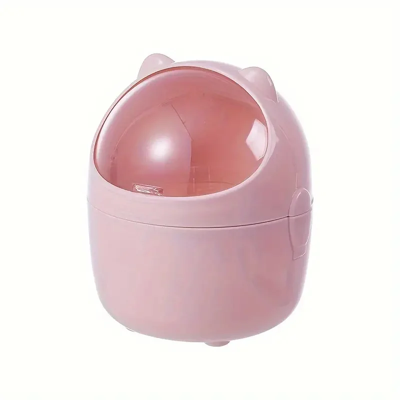 Desktop Trash Can Mini Cute Cylindrical Wastebasket Screw-Off Cap Durable Plastic Desktop Trash Can