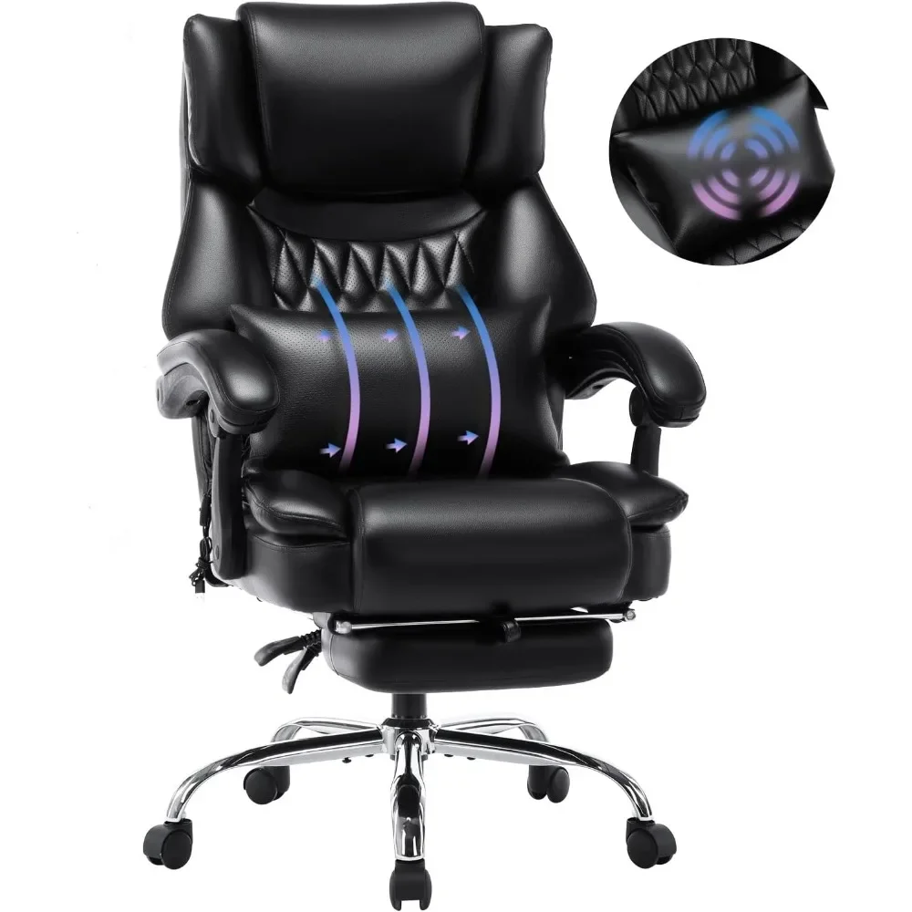 

High Back Massage Reclining Office Chair with Footrest -Executive Computer Home Desk Massaging Lumbar Cushion , Adjustable Angle