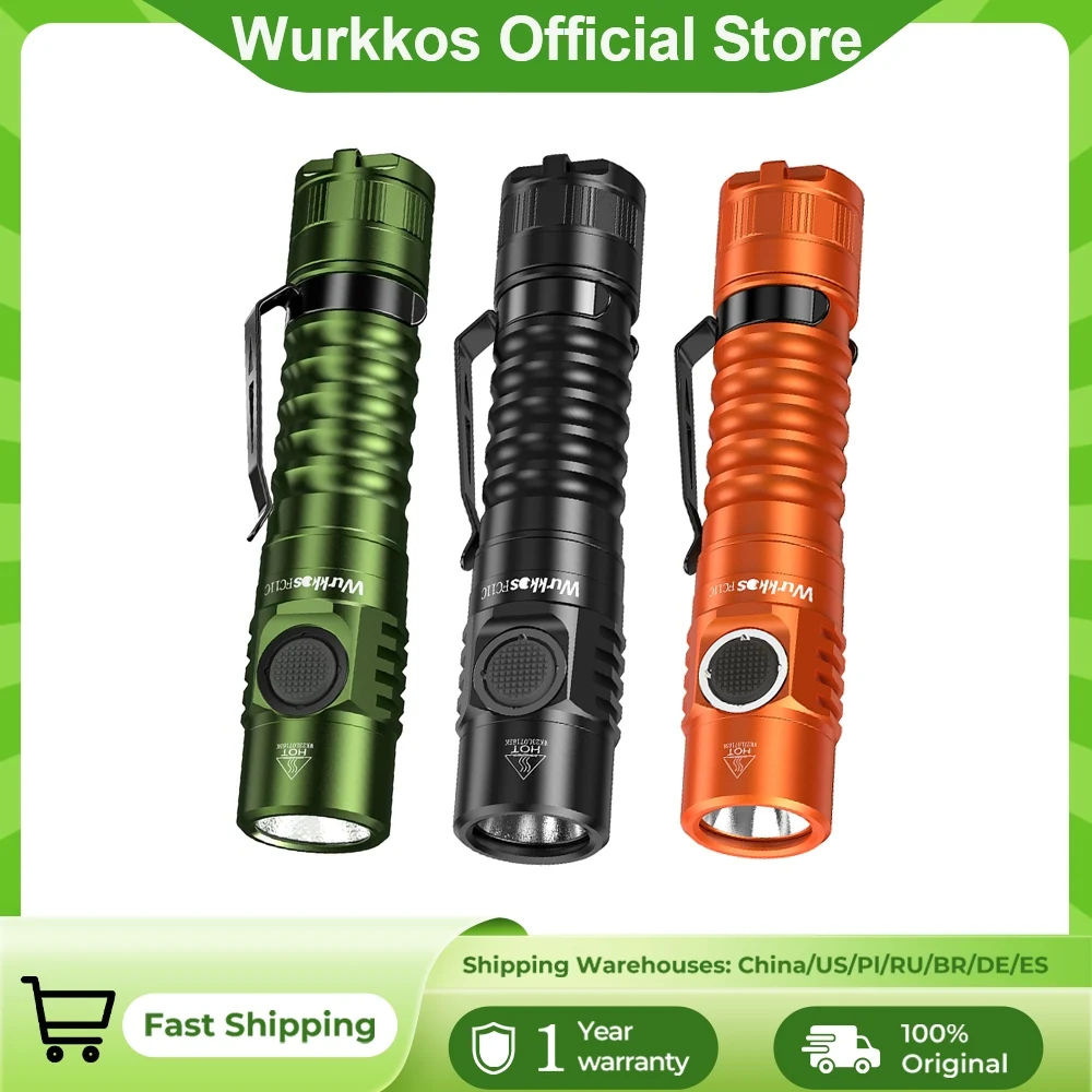 Wurkkos FC11C Flashlight Nippon Chemical 519A Mountaineering Edition 18650 Battery Max Output 1200 Lm USB-C Charging Daily Carry