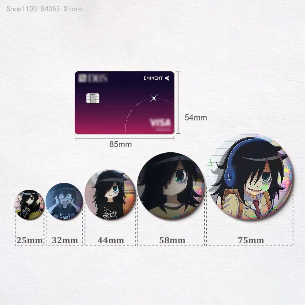 W-Watamote Tomoko Kuroki Badges 25 32 44 58 75 mm Round Cosplay Pin Bag ...