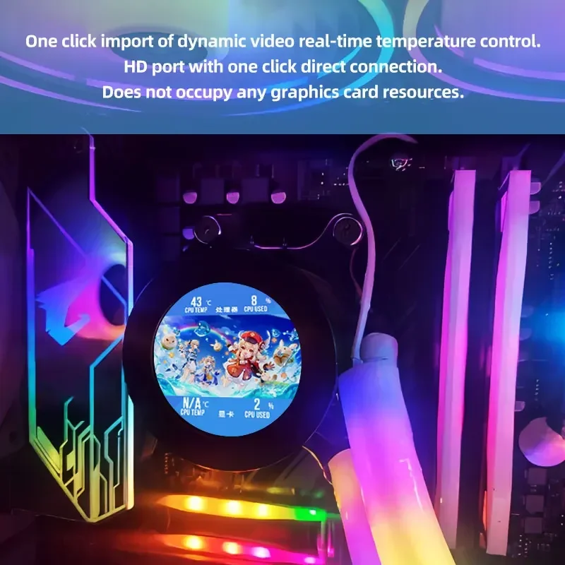 Wisecoco 2.1 inch DIY Circle Display Computer Case Water Cooling Monitor Device 3