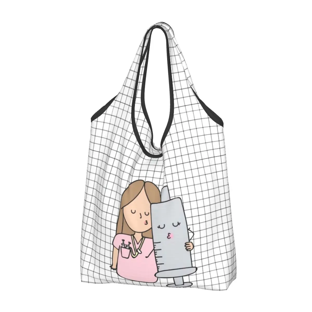 

Large Reusable Enfermera En Apuros Nurse Grocery Bags Recycle Foldable Shopping Eco-Friendly Bag Washable Waterproof