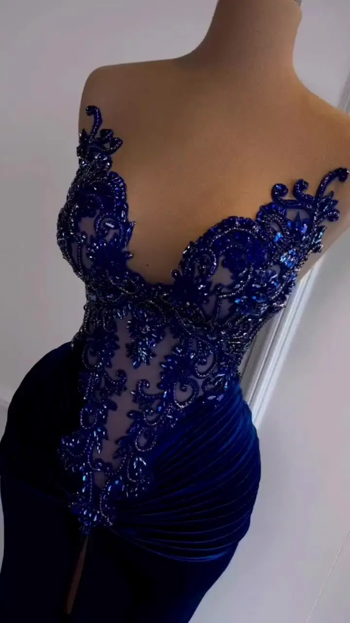 slim fit dress slacks Royal Blue Mermaid Long Prom Dress With Train Sexy Evening Dress cc402   CherryPromDress