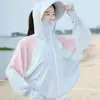 2023 Women Sunscreen Hat Ice Silk Clothing Summer Big Coat Protection Hat Shirt Clothing Edge Short UV With Sun Size Outdoo M4R4