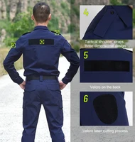 Security Guard Clothes Quick Drying Police Uniform Black Blue Working Suit Tactical Training Set for man 2
