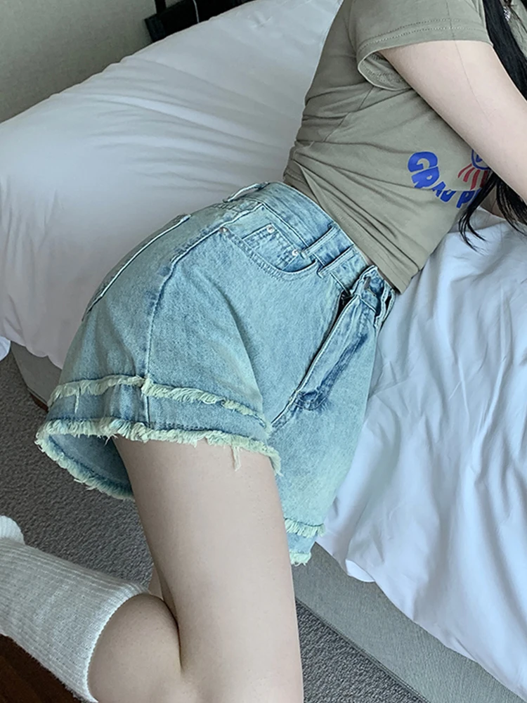 

Summer Women Korean Fashion Vintage Denim Pants Loose Wash Classical Jeans Shorts Y2k Streetwear Tide 90s A-line Gyaru Kpop New