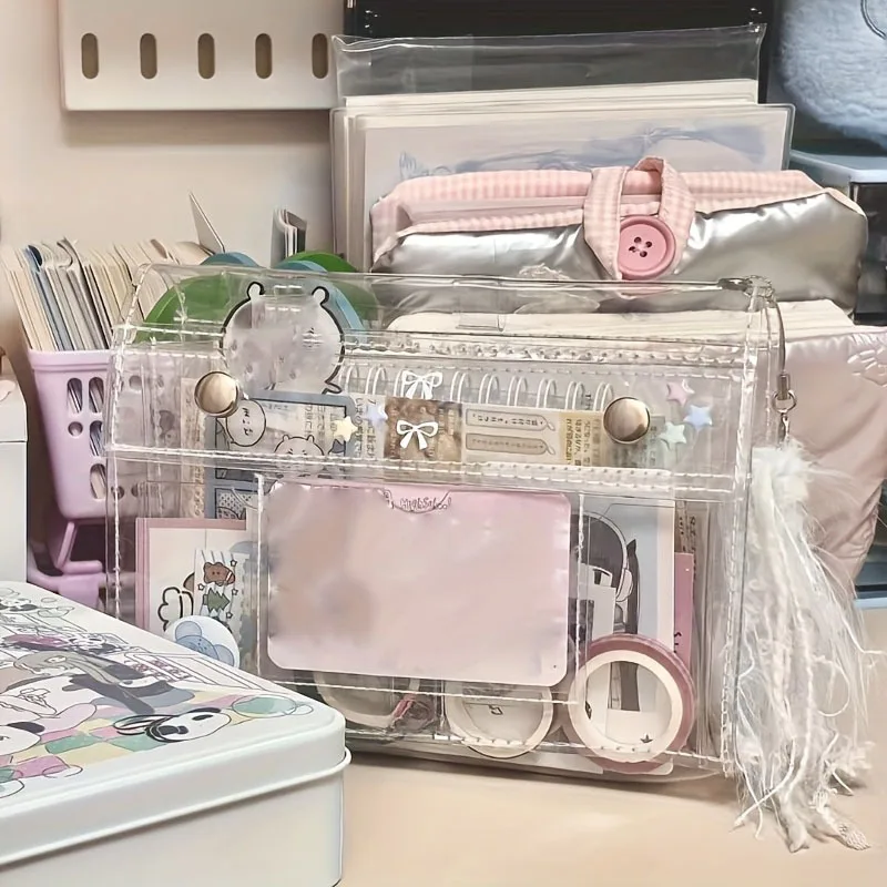 4-Layer PVC Transparent Makeup Bag Travel Toiletry Organizer Multi-Purpose Pencil Case for Students