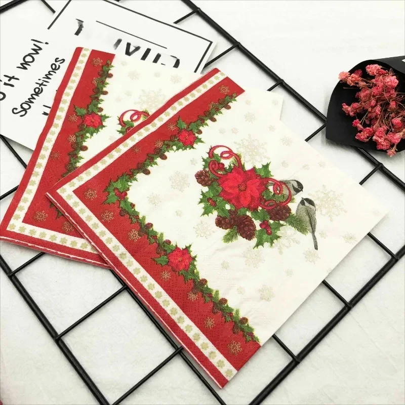 20pcs/Pac 33*33cm 2-Ply Christmas Style Printed Napkin Party Paper Napkin Mouthcloths