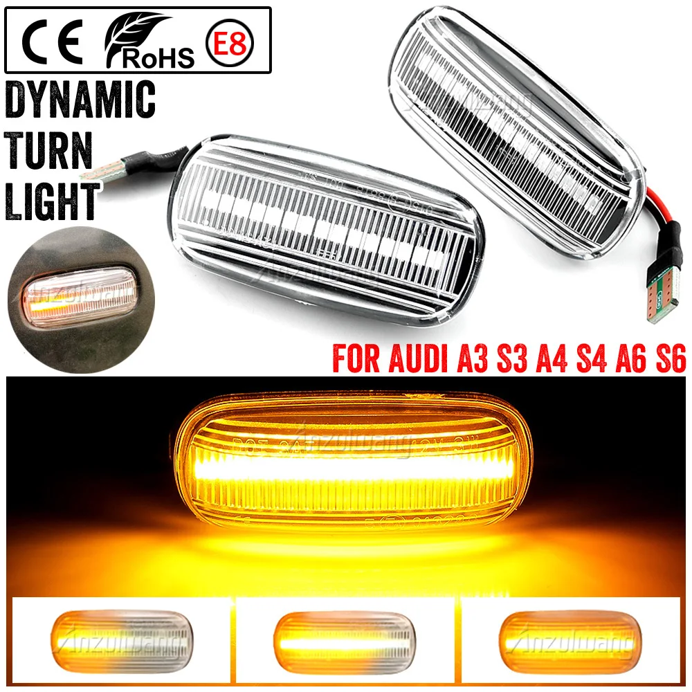 

2 pieces LED Dynamic Side Marker Turn Signal Light Sequential Blinker Light For Audi A3 S3 8P A4 S4 RS4 B6 B7 B8 A6 S6 RS6 C5 C7