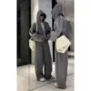 Autumn New Men's Clothing Trendy Air Layer Hooded Sweatshirt Loose Silhouette Long-sleeved Jacket Couple Sports and Leisure Suit 3