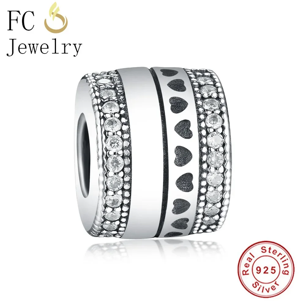 

FC Jewelry Fit Original Brand Charms Bracelet Bangle 925 Sterling Silver Rube Cubic Zirconia Stone Bead Spacer Berloque DIY