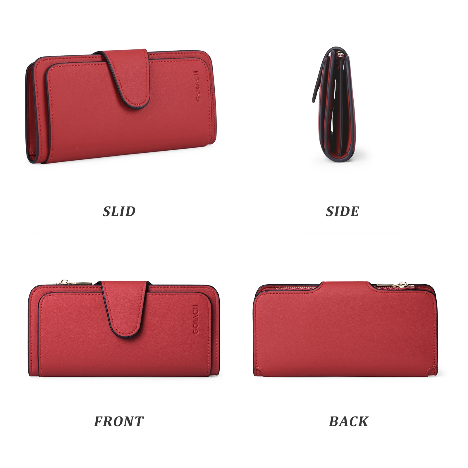 PU Leather Women Long Wallets with Large Capacity Fashion Coin Purses Hasp Clutch ID Credit Card Holder Money Bag Clip Handbag
