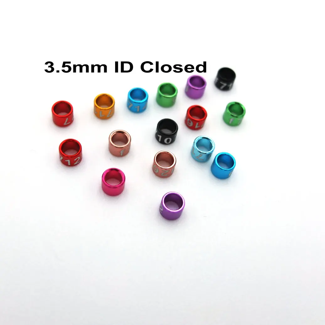 Aluminum Bird Leg Bands Closed Non-Custom Random-Character Color Mixture 3.5mm 25Pcs Lot