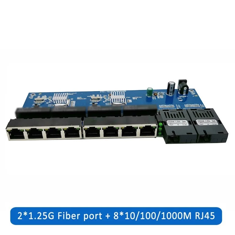 

Top Media Converter волоконно-оптический коммутатор Gigabit Ethernet PCBA 8 RJ45 UTP и 2 SC волоконный порт 10/100/1000M плата PCBA 6 шт.