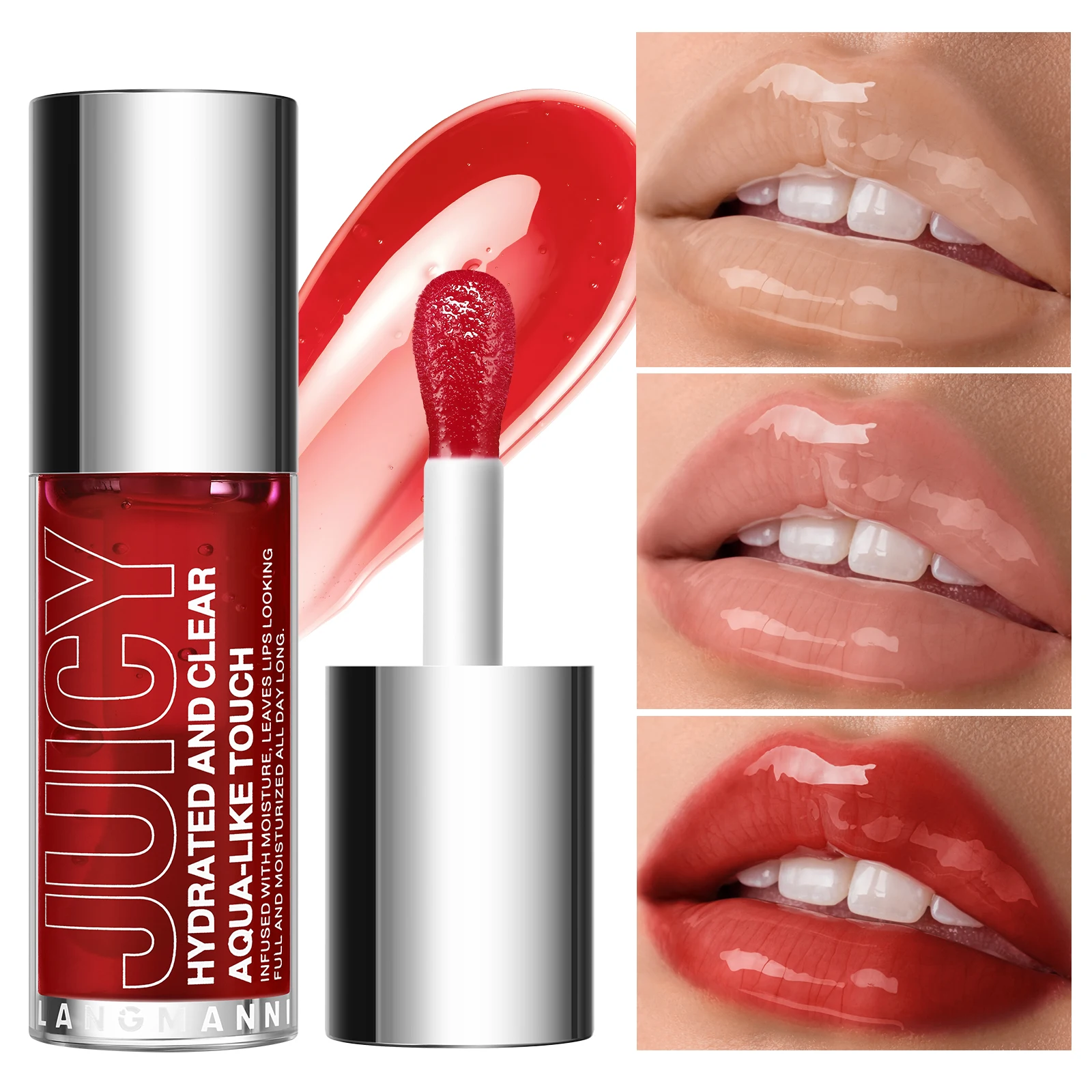 LANGMANNI 6 colors moisturizing mirror large brush head lip oil lasting light lines lip color does not fall out of the oil