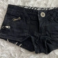 Hip hop mode vêtements de rue impression graphique style femmes shorts noirs ins y2k goth slim denim shorts 3