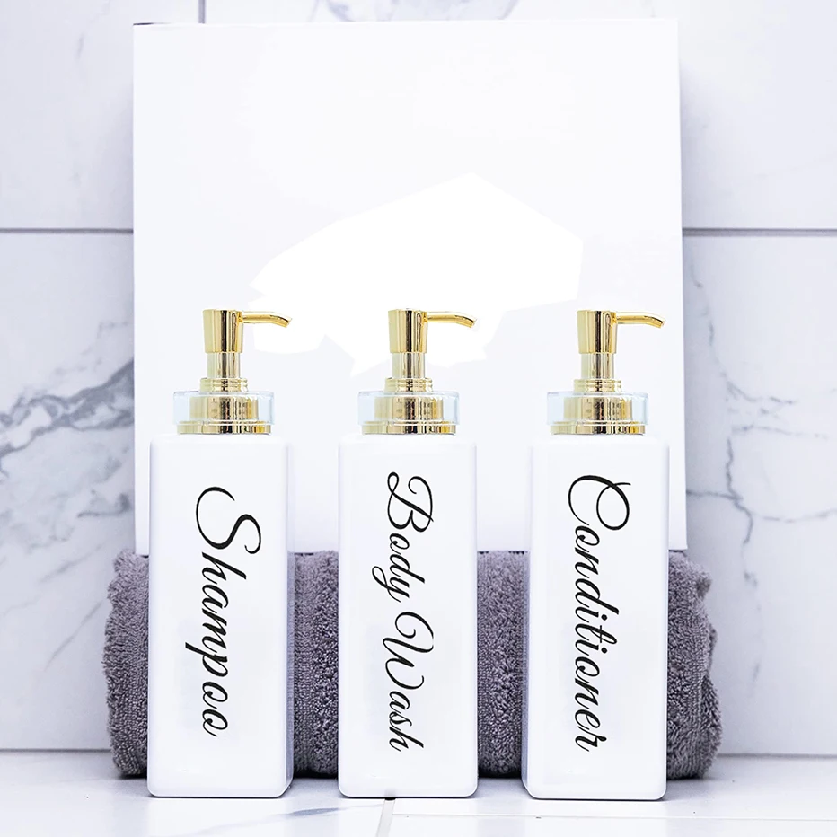 Reusable Shampoo Conditioner Body Wash Dispenser For Hotel Bathroom Shower Soap Dispenser Empty Press Bottles With Gold Pump Soap dispenser Shampoo dispenser