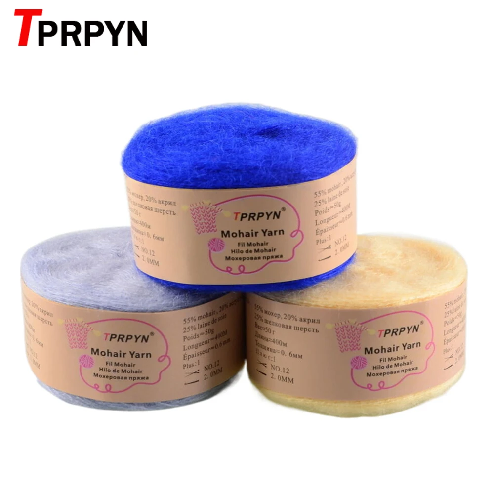Mohair Silk Yarn for knitting Thin Crochet yarn Wool lana knit Yarn Acrylic Plush puffy fluff line thread 1Pc 50g