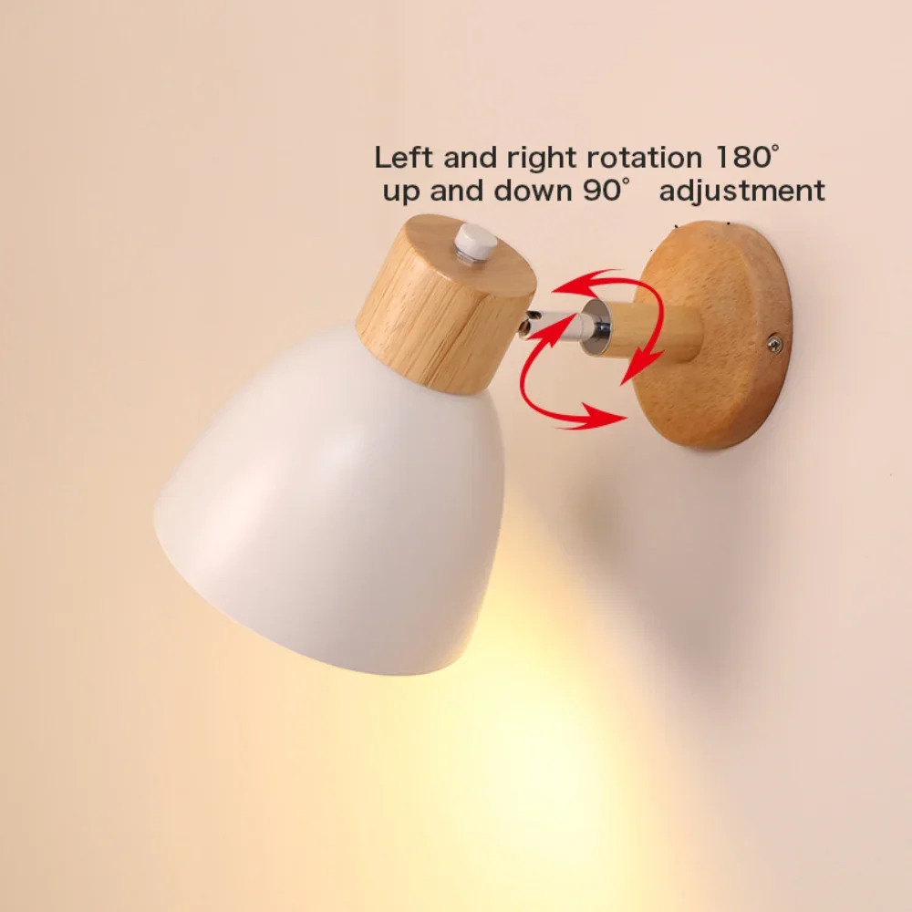 

Nordic Macaroon 6 Color Steering Head E27 85-285V Nordic Wall Lights Bedside Wall Sconce Modern Wall Light for Bedroom