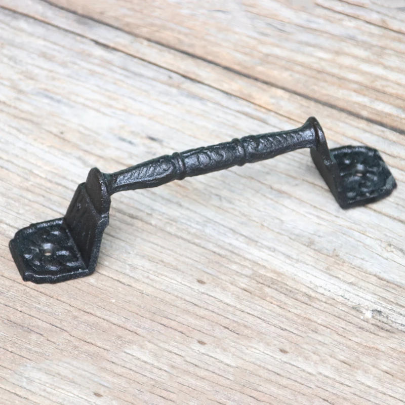 Rustic Cast Iron Retro Door Handles for Wooden Doors