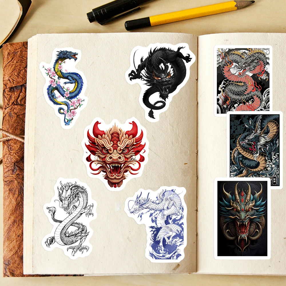 Chinese Tradition Dragon Stickers Cool DIY Kids Toys Gift Decorative Decal for Laptop Phone Journal Scrapbook Luggage Waterproof
