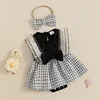 Infant Girls 3Pcs Floral Print Bodysuit with Tutu Skirt and Headband Set Baby Summer Outfits Newborn Clothes Accessories 1