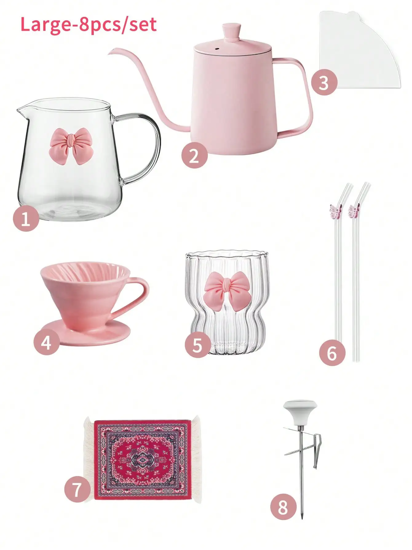 Pour Over Coffee Set with Hand Grinder & Double Wa...