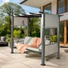 3-Seat Patio Swing Chair,Outdoor Patio Swing Bed with Adjustable Curtains,Porch Swing Bed for Balconies, Gardens and Poolside 4