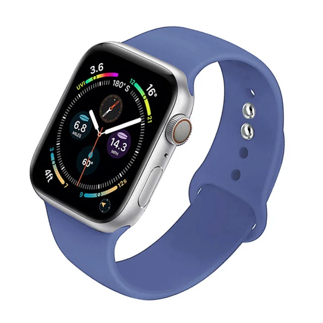 Silicone Strap For Apple Watch Band 44mm 40mm 41mm 38mm 45mm Smartwatch Rubber Sports Watchband Belt Bracelet iWatch 7 6 se 5 4 Linen-Blue-63
