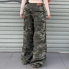 Women Y2K Camouflage Cargo Jeans Vintage High Waist Hip Hop Wide Leg Pants Female Street Wear Baggy Straight Denim Trouser 3