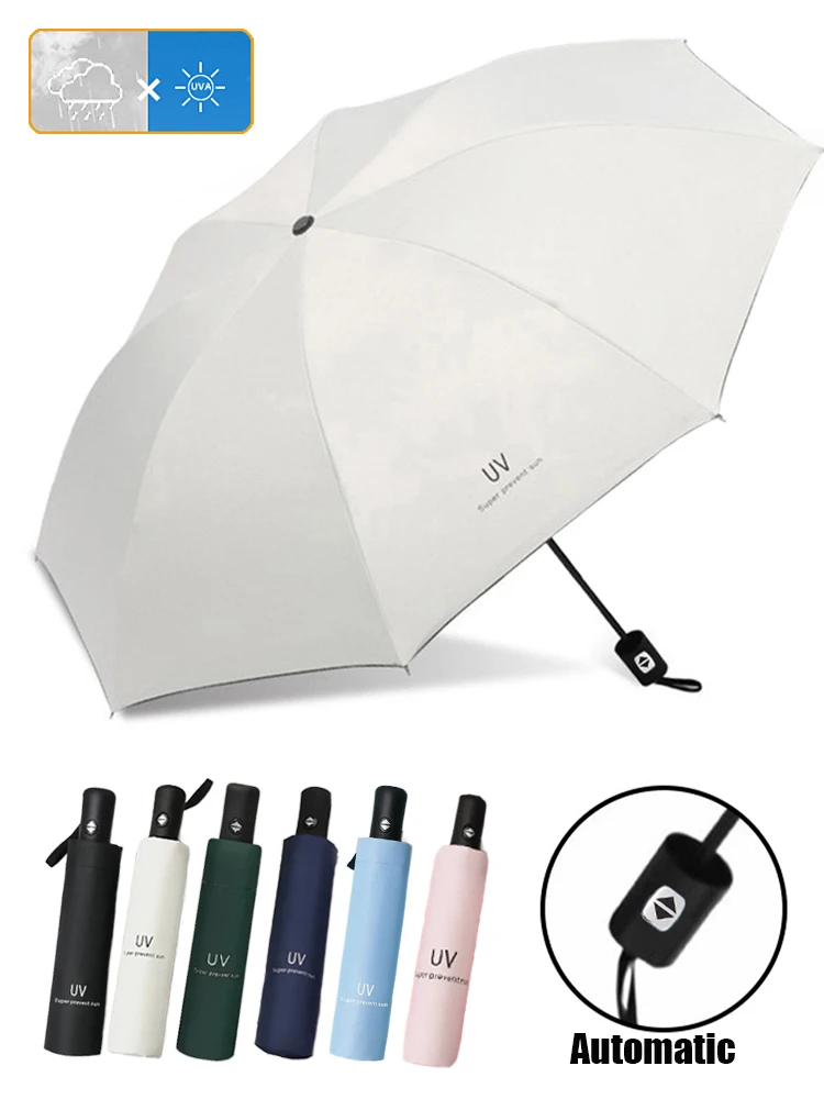 8 Ribs Travel Rain Sun Umbrellas Vinyl Clear Umbrella UV Protection Sunumbrella Folding Sunshade Automatic Sun Umbrellas