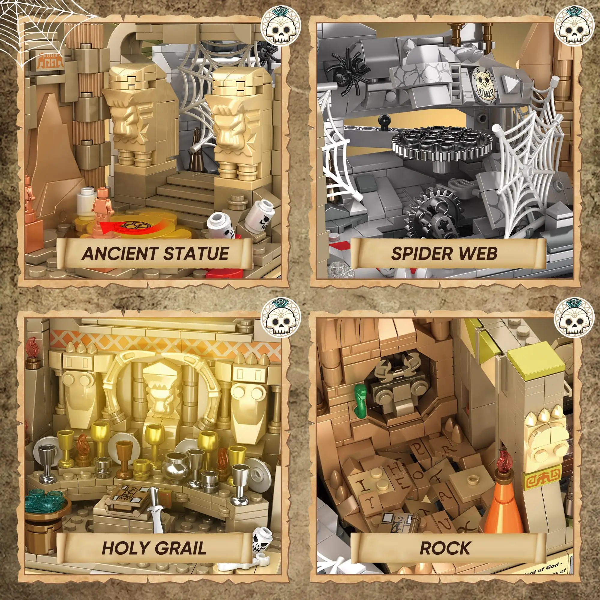 2388PCS Building Blocks Temple of Golden Idol 5-in-1 Construction