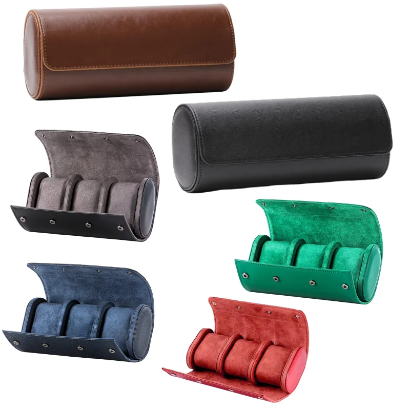 Watch Storage Box 2/3 Grids PU Leather Watch Case Holder Chic Vintage Leather Watches Roll Travel Case Wristwatch Pouch Jewelry Boxes