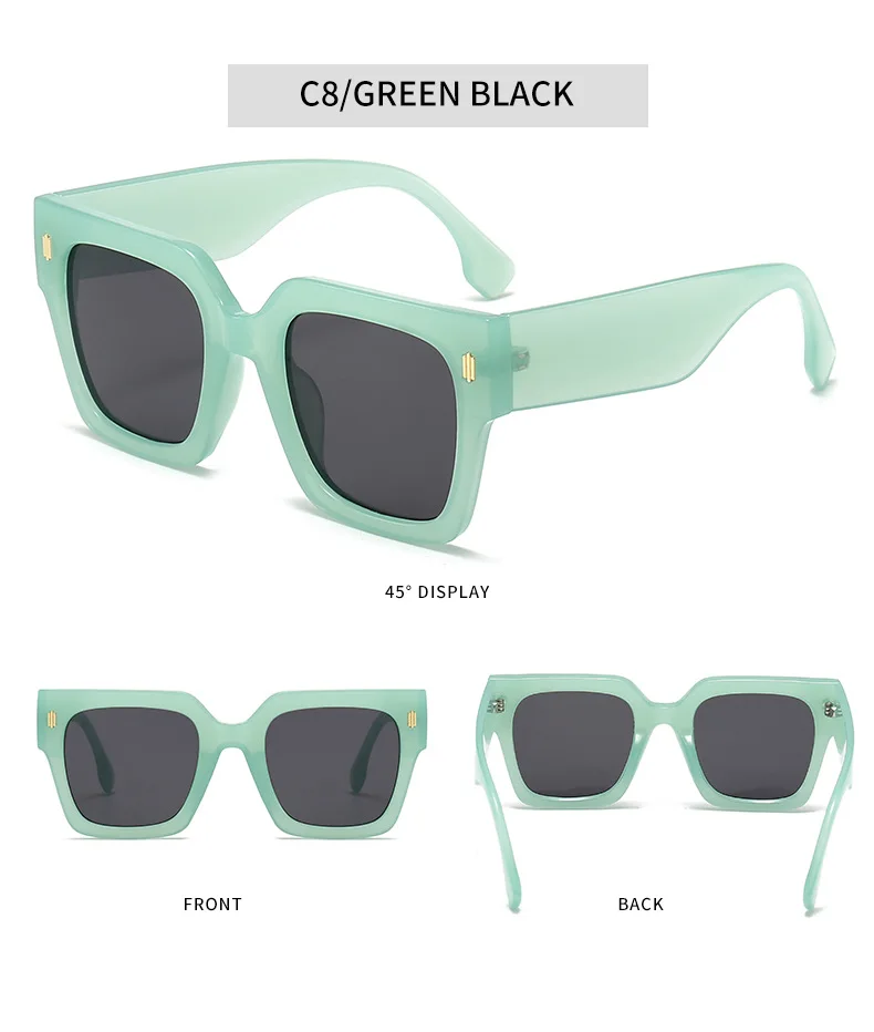 Quadratische Sonnenbrille mit dickem Rahmen, übergroße Damen-Sonnenbrille mit Leopardenmuster, Partybrille – Detail 13