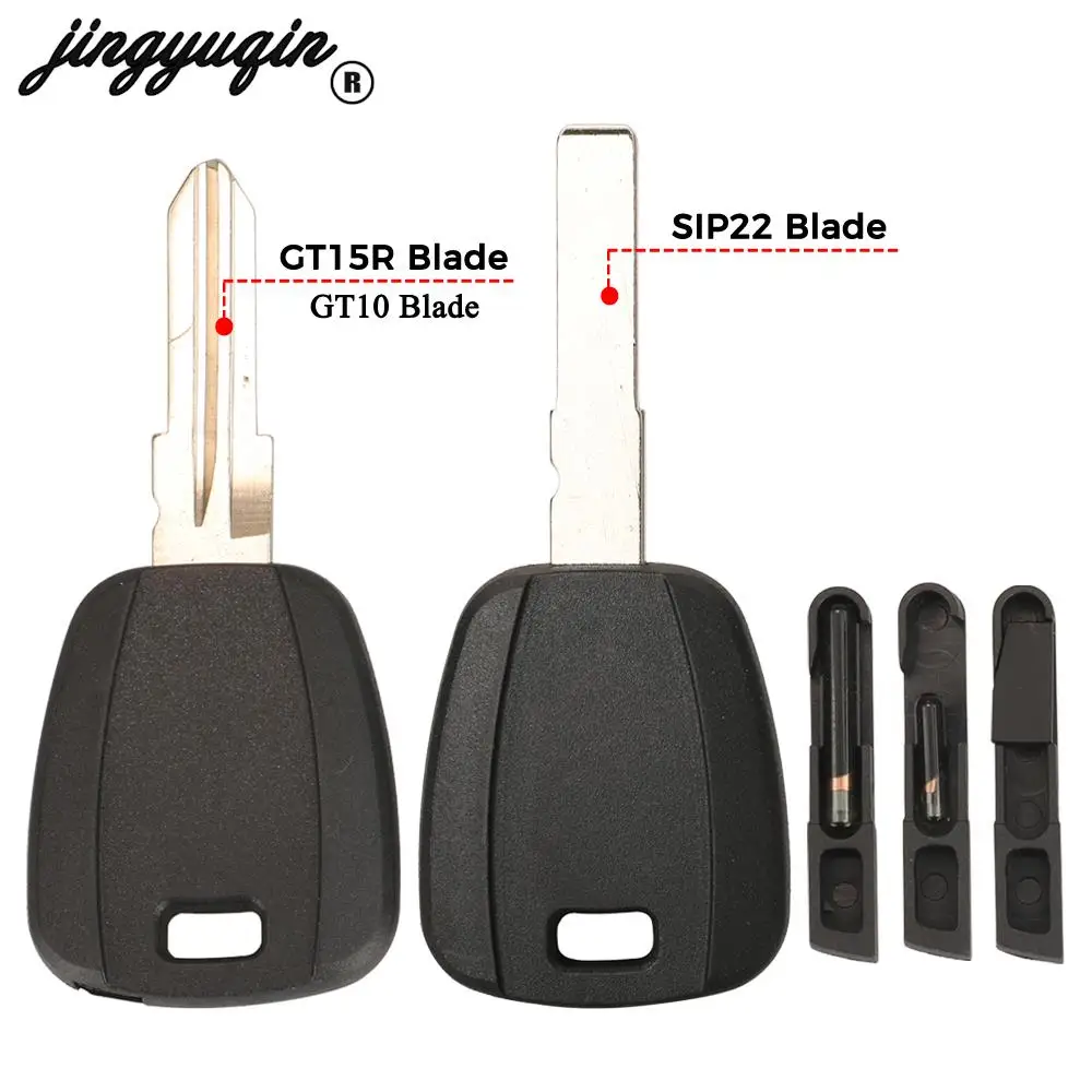 Jingyuqin 15 Pz Per Fiat Car Key Shell Case Nero Blank Transponder Key Per Fiat 500 Ducato Fob Uncut Sip22 / Gt10 / Gt15R Blade