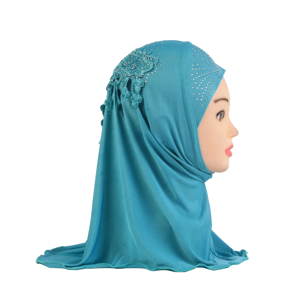 Hijab Lace Back Fit 2-5 Years Old Kids Pull On islamic scarf head wrap lace scarf children scarf muslim hijab