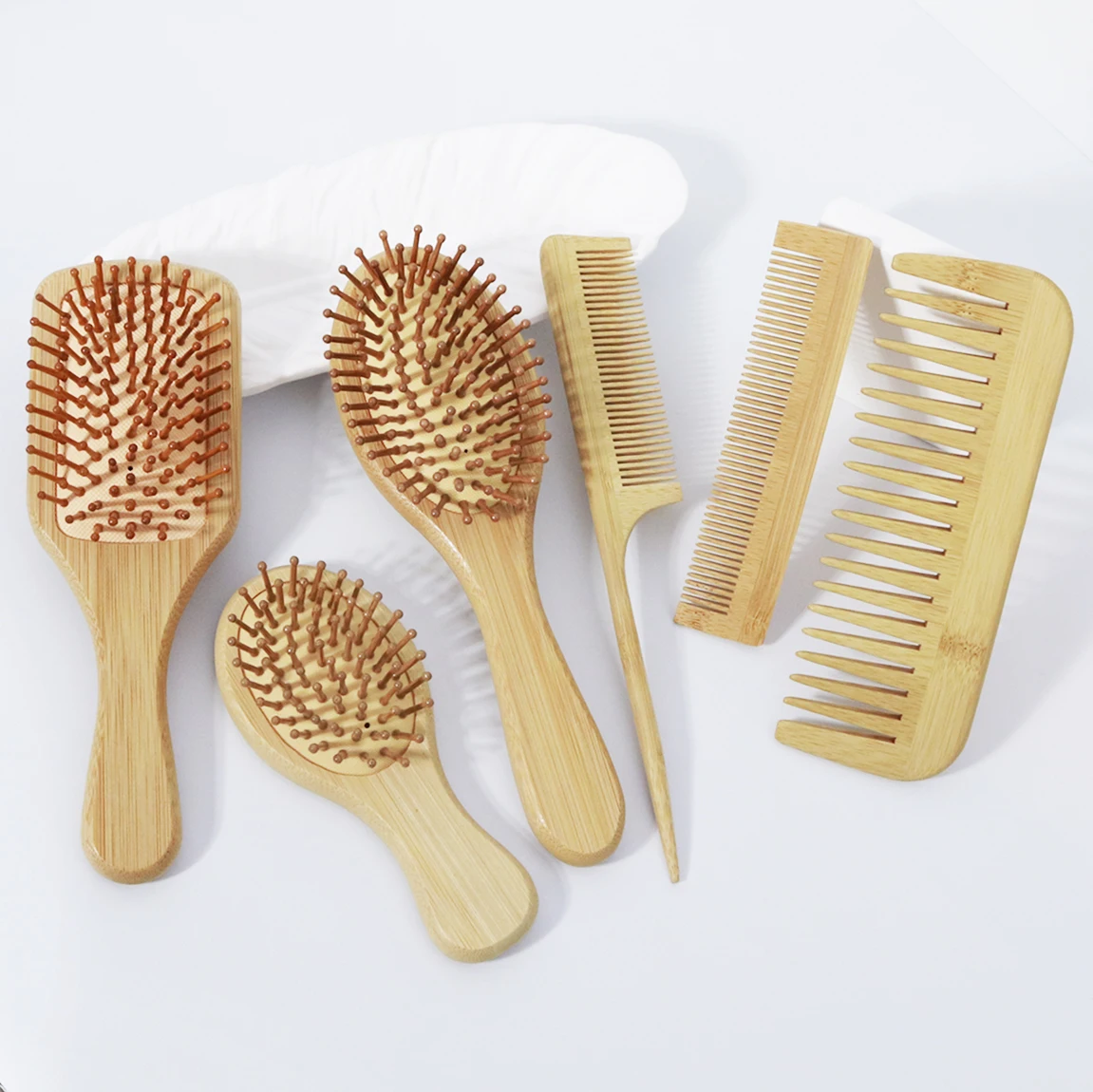 나무 빗 마사지 빗 세트, 정전기 방지, 가정용 미용 및 미용실용, 실제 헤어 가발 전용
