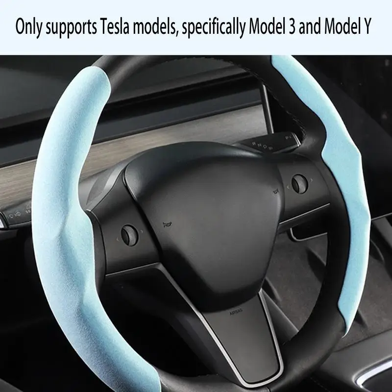 Model 3/Y Artificial Leather Steering Wheel Cover Car Braid Interior Cover Auto Steering Wrap forTesla Steering Wheel Cover carbon fiber hand stitched car steering wheel cover for toyota camry 18 19