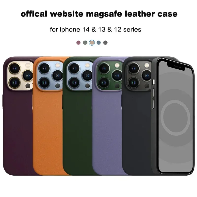 

Original Apple Magsafe Leather Magnetic Case For iPhone 12 13 14 Pro Max 14Pro 13 Mini Case Wireless Charging Drop Protect Cover