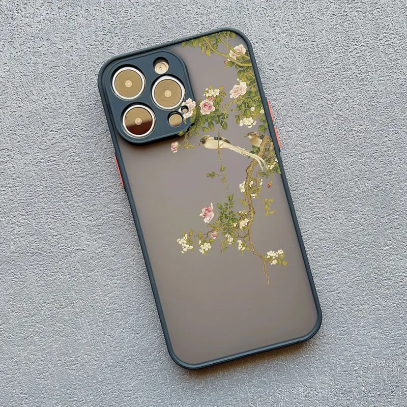 Vögel Aquarell-Muster Handyhülle für iPhone 12 13 Mini 17 16 11 14 Pro Max X XR XS 15 Plus Stoßfeste Blumen-Schutzhülle – Detail 9