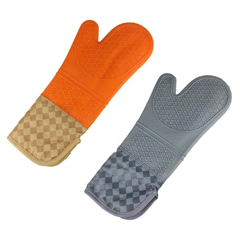 

Non-Slip Silicone Oven Mitt Oven Gloves Heat Resistant Kitchen Mitt with Extra Long Protection for Baking Cooking Ovens Grilling