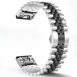 Premium Stainless Steel Watch Band - Metal Bracelet Accessory, 22mm & 26mm - Garmin 26mm (Silver Black)