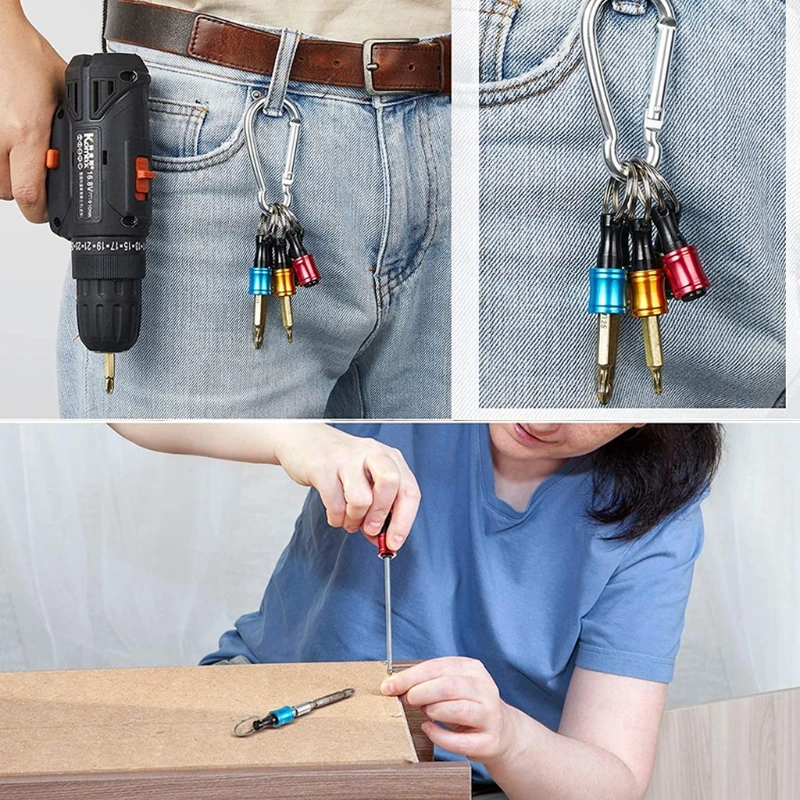 10pcs 키 체인 확장 바 퀵 릴리스 키 체인 쉬운 변경 스크루 드라이버 비트 홀더 세트 확장 바 1/4inch