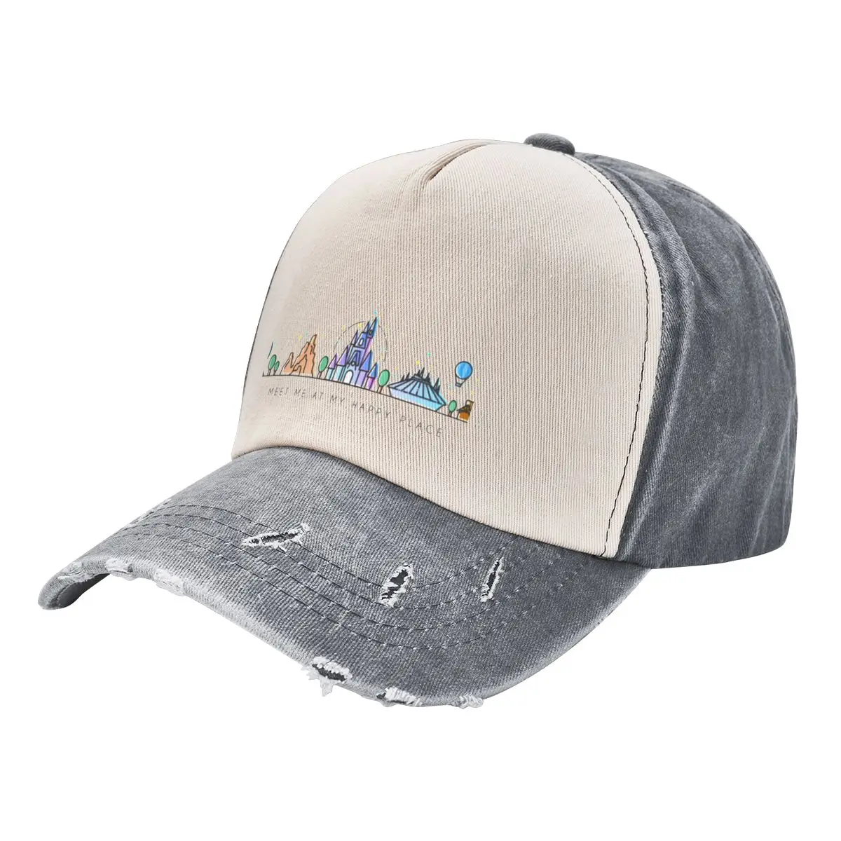 

Meet me at my Happy Place Vector Orlando Theme Park Illustration Design Cowboy Hat Hat Luxury Brand New Hat Women's Cap Men's