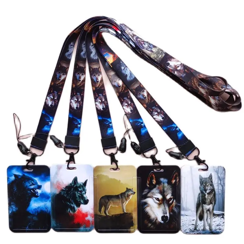 Wölfe Muster Tier Lanyard Ausweis Kartenhalter Büroangestellter Karteninhaber Abdeckung Kreditkartenetui Kartenschutz Weihnachtsgeschenk